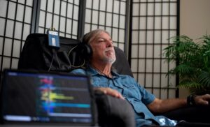 man during a neurofeedback session