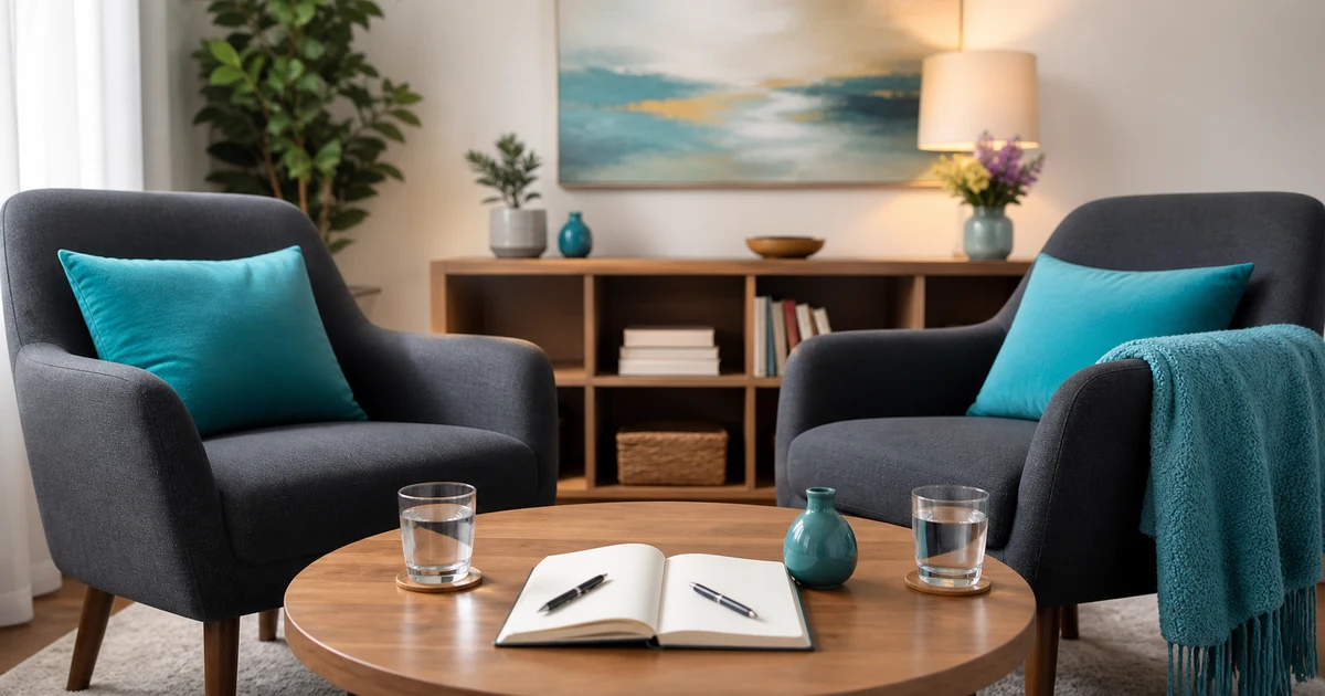 Two chairs and a blank notebook prepared for a provider conversation